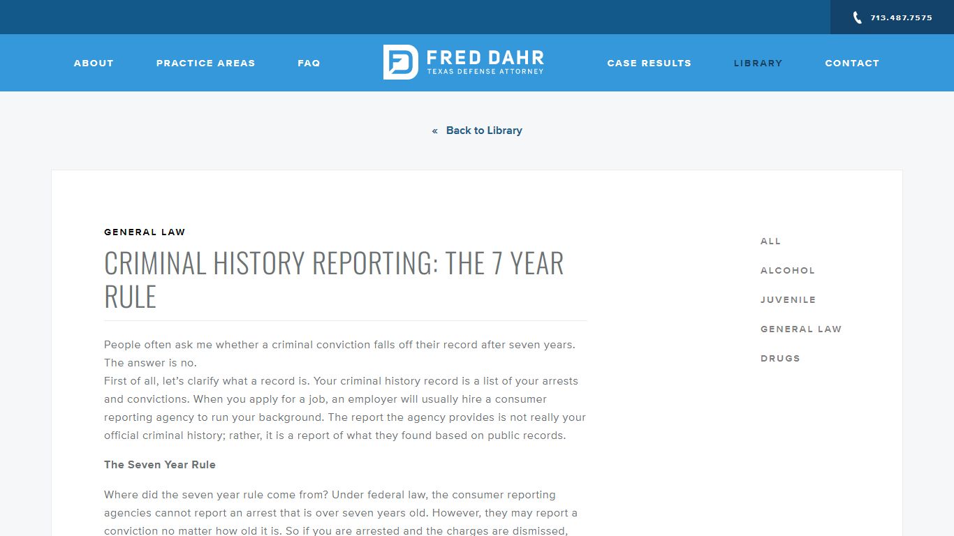 Criminal History Reporting: The 7 Year Rule